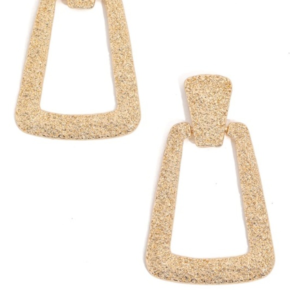Totally Tantalizing Gold Metallic Drop Earrings - Picture 2 of 3